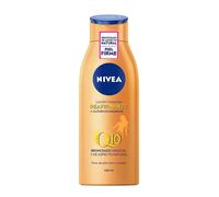 NIVEA Q10 Loción Corporal Reafirmante + Autobronceadora (400 ml), crema hidratante corporal con coenzima Q10, crema bronceadora para tono de piel claro a medio