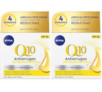 NIVEA Q10 Power Antiarrugas - Crema de Día Extra-Nutritiva SPF15 - Crema Hidratante Facial Antiedad - Reduce Arrugas y Nutre la Piel - Q10, Aceite de Argán y Protección Solar FP15 - Piel Seca - 50 ml