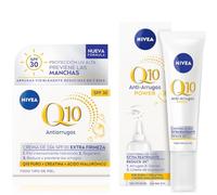 NIVEA Q10 Power Antiarrugas Cuidado de Día Triple Defensa FP30 50 ml + Crema Contorno de Ojos 15 ml