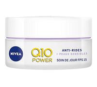 Nivea Q10 Power - Cuidado de día antiarrugas + pieles sensibles Fps 15 (1 x 50 ml), crema antigésica enriquecida con Q10 natural y creatina, cuidado facial para mujer con extracto de resresresbalón