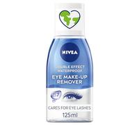 NIVEA Removedor de maquillaje de ojos impermeable de doble efecto (125 ml), limpiador facial de uso diario para maquillaje y rímel con extracto de aciano y biotina