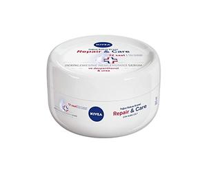NIVEA Repara & Cuida Crema Corporal (1 x 300 ml), 72 horas alivio para el cuidado de la piel muy seca, crema hidratante con sérum, crema reparadora con dexpantenol y urea