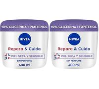 NIVEA Repara & Cuida Crema hidratante corporal, facial y para manos (1 x 400 ml), crema hidratante 72 h con glicerina y pantenol, para piel seca y sensible, sin perfume (Paquete de 2)