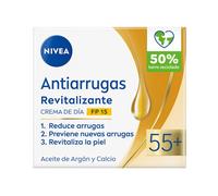 NIVEA Crema de Día Antiarrugas Revitalizante 55+ - Con Aceite de Argán, Calcio y Filtros UV FP15 - Reduce Arrugas y Líneas de Expresión - Mejora la Vitalidad de la Piel - Hidrata - Piel Madura - 50 ml