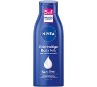 NIVEA Rica leche corporal (400 ml), crema corporal nutritiva intensiva con aceite de almendras de origen natural, loción con suero de cuidado profundo y vitamina E