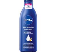 NIVEA Rica leche corporal, crema corporal intensamente nutritiva con ácido hialurónico puro, aceite de almendras y suero de cuidado profundo, loción para piel seca (400 ml)