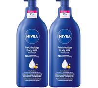 NIVEA Rica leche corporal, crema corporal intensamente nutritiva con ácido hialurónico puro, aceite de almendras y suero de cuidado profundo, loción para piel seca (625 ml) (Paquete de 2)