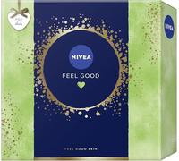NIVEA Set de regalo Feel Good, productos de cuidado hidratante, caja de regalo con loción corporal, gel de ducha, desodorante roll-on y champú