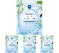 NIVEA SKIN MOISTURE Mascarilla de lona con suero hidratante, 1 unidad (Paquete de 4)