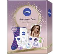 NIVEA Skincare Love Set de regalo, set de cuidado con artículos de aseo mimos, caja de regalo con loción de cuidado, ducha de cuidado, cuidado facial y calcetines elegantes