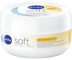 NIVEA Soft Crema hidratante refrescante, SPF 15, 100 ml | Crema para cara, cuerpo y manos con vitamina E, aceite de jojoba y manteca de karité, de absorción rápida