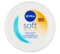 NIVEA Soft Daily UV SPF15 100 ml Crema hidratante para cuerpo, cara y manos durante 48 horas de hidratación fresca, crema multiusos con vitamina E, aceite de jojoba y protección solar SPF 15 UVA + UVB