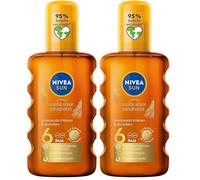 NIVEA SUN Aceite Solar Zanahoria en Spray FP6 (1 x 200 ml), para un bronceado dorado y duradero, protector solar en spray resistente al agua, protección solar baja (Paquete de 2)