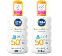 NIVEA SUN Babies & Kids Sensitive Spray Solar FP50+ (1 x 200 ml), protector solar para niños, protección solar muy alta, crema solar para bebés para reducir el riesgo de alergias solares