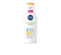 NIVEA SUN Babies & Kids Sensitive Leche Solar para niños FP50+ (1 x 200 ml), protector solar infantil para piel sensible, crema solar para bebés resistente al agua