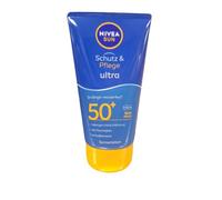 NIVEA SUN Crema solar con SPF 50+, 3 protectores solares instantáneos resistentes al agua contra los rayos UVA/UVB, 48 horas de humedad con vitamina E, protección y cuidado Ultra Loción (150 ml)