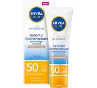 NIVEA SUN Crema solar facial SPF 50, crema solar hidratante facial, crema solar teñida para una tez uniforme, protección solar uniforme (50 ml)