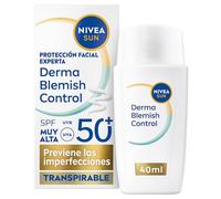 NIVEA SUN - Derma Skin Clear - Fluido Acabado Seco SPF 50+ - Crema solar facial 50 - Licocalcón A y Niacinamida - Protección Solar Anti Imperfecciones y Anti Brillos - Piel Normal y Grasa - 40 ml