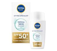 NIVEA SUN Derma Skin Clear FPS 50+ Crema solar de 40 ml, protector solar con complejo antiabolladuras + niacinamida, SPF 50+, líquido facial ultraligero