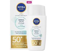 NIVEA SUN - Derma Skin Face UV Fluid Clear FPS 50+ - Protección solar UVA/UVB - Previene el acné - No comedogénico - Niacinamida - Fórmula ligera y no grasa - Piel normal - 40 ml
