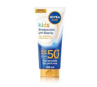 NIVEA SUN Kids Protección Solar UV Diaria SPF 50+ - Crema Solar para Niños para Rostro y Cuerpo - Extra Resistente al Agua y al Sudor - Pantenol, Vitaminas C & E - Sin Perfume - Piel Sensible - 100 ml