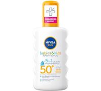 Nivea Sun Kids Sensitiv Spray solar en spray (1 x 200 ml), spray con SPF 50+, loción solar para pieles sensibles de niños