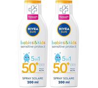 NIVEA SUN - Leche solar para niños Sensitive Protect & Play FP 50+, 200 ml, crema solar para niños y bebés a partir de 6 meses, crema solar 50+ resistente al agua (Paquete de 2)