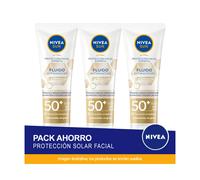 NIVEA SUN Pack ahorro Protección Facial Fluido Antimanchas Luminous 630 FP50+. Protección UV alta. Pack de 3 unidades