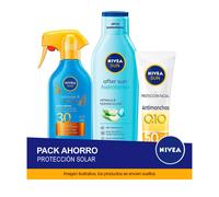 NIVEA SUN Pack ahorro protector solar - Contiene crema solar facial, crema solar corporal y aftersun