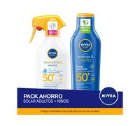 NIVEA SUN Pack ahorro protector solar - Contiene crema solar para niños + crema solar para adultos