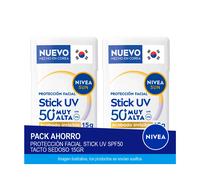 NIVEA SUN Pack Ahorro Protector Solar Facial En Stick 15g x 2 Unidades - Alta Protección SPF50 Tacto Sedoso