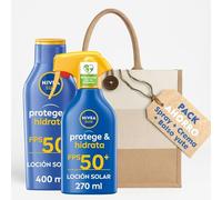 NIVEA Sun Pack Crema + Spray Solar Corporal SPF 50 + Bolso Yute | 800 ml