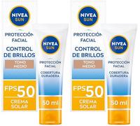 NIVEA SUN Protección Facial BB Cream Tono Uniforme FP50 El embalaje puede variar (Paquete de 2)