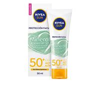 NIVEA SUN Protección Facial UV Mineral FP50+ (1 x 50 ml), crema solar facial vegana resistente al agua y sin perfume, protección solar muy alta sin filtros químicos