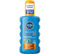 Nivea Sun Protección y Bronceado Spray solar SPF 50, crema solar impermeable con extracto de pro-melanina para un bronceado uniforme, protección solar instantánea contra los rayos UVA/UVB (200 ml)