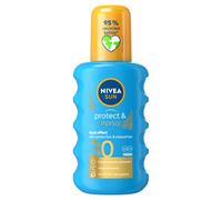 Nivea SUN Protect & Bronze Sun Spray (200 ml), Bronceador Bronceador Loción Spray con SPF30, Protección avanzada de crema solar, Extracto Natural Pro-Melanina