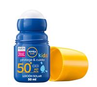 NIVEA SUN Protects and Cares Protector solar para niños SPF 50+, 50 ml | Protector solar infantil en roll-on, fácil aplicación, ligero, rápida absorción, resistente al agua, para pieles delicadas