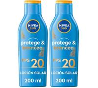 NIVEA SUN Protege & Broncea Leche Solar Activadora del Bronceado FP20 (1 x 200 ml), potenciador del bronceado resistente al agua, crema bronceadora con protección solar alta (Paquete de 2)