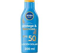 NIVEA SUN Protege & Broncea Leche Solar Activadora del Bronceado FP50 (1 x 200 ml), potenciador del bronceado resistente al agua, protección solar alta, crema solar 50 bronceadora