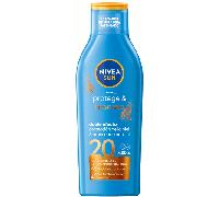 NIVEA SUN Protege & Broncea Leche Solar Activadora del Bronceado FP20 (1 x 200 ml), potenciador del bronceado resistente al agua, crema bronceadora con protección solar alta