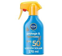 NIVEA SUN Protege & Broncea Spray Solar FP50 (1 x 270 ml), activador del bronceado, crema bronceadora, protección solar, protector solar hidratante resistente al agua, pistola