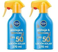 NIVEA SUN Protege & Broncea Spray Solar FP50 (1 x 270 ml), activador del bronceado, crema bronceadora, protección solar, protector solar hidratante resistente al agua, pistola (Paquete de 2)