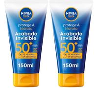 NIVEA SUN Protege & Hidrata Acabado Invisible SPF 50+ (150 ml), Loción Solar de textura ligera, protector hidratante con Ácido Hialurónico, crema protectora resistente al agua (Paquete de 2)