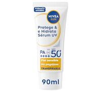 NIVEA SUN Protege & Hidrata Sérum UV SPF50+ 90 ml - Protector Solar Facial y Corporal de Absorción Rápida - Nutre e Hidrata la Piel - Transpirable y de Textura no Grasa - Apto para Pieles Sensibles