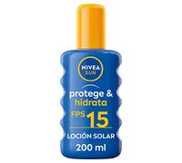 NIVEA SUN Protege & Hidrata Spray Solar FP15 (1 x 200 ml), protector hidratante y resistente al agua con protección UVA/UVB, protección solar media