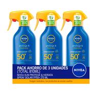 NIVEA SUN Protege & Hidrata Spray Solar FP50+ 270 ml - Pack ahorro de 3 unidades (total 810ml)