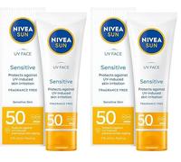 NIVEA SUN Sensitive Crema facial solar para pieles sensibles SPF50, 50 ml (Paquete de 2)