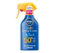 NIVEA SUN Spray Solar Kids Protege & Cuida FP50+ (1 x 270 ml), protector solar infantil resistente al agua, protección solar muy alta para niños
