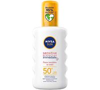 NIVEA SUN Spray solar Sensitive Protección inmediata FPS 50+ (1x200 ml), protección solar adecuada para pieles sensibles, protector solar textura ligera y no grasa