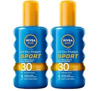 NIVEA Sun UV Dry Protect Sport - Spray solar SPF 30 (200 ml), protección solar 100% transparente, especialmente para deportistas, resistente al sudor y crema solar extra resistente al agua